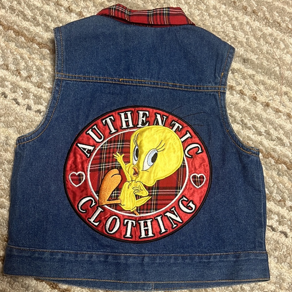 AUTHENTIC 'TWEETY DENIM VEST by Looney Tunes Girls Size 10